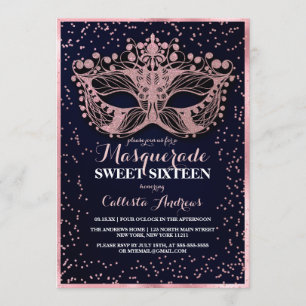 Invitation Parties scintillant rose marine Confetti Masquerad