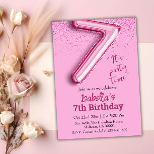 Invitation Parties scintillant rose mignon ballon no.7 girly 