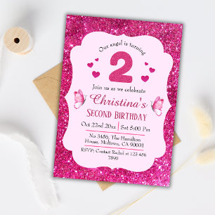 Invitation Parties scintillant rose mignon brillant 2e annive