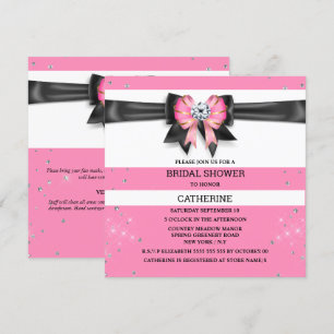 Invitation Parties scintillant rose noir blanc rayé