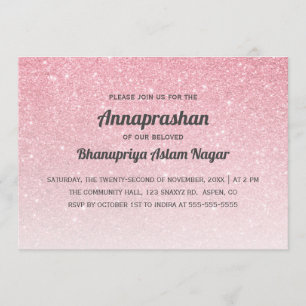 Invitation Parties scintillant rose Ombre Annaprashan Premier
