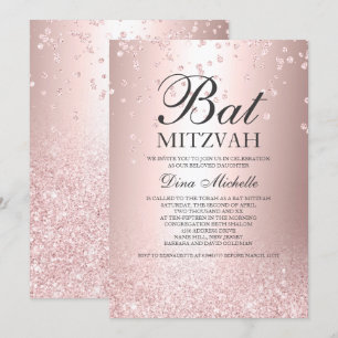 Invitation parties scintillant rose or Bat mitzvah brillant m