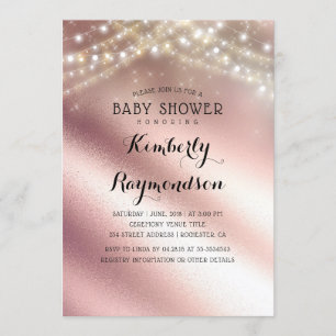 Invitation Parties scintillant rose or et Baby shower des lam