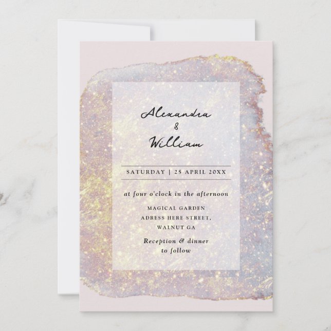 Invitation Parties scintillant rose or moderne Pastel violet  (Devant)