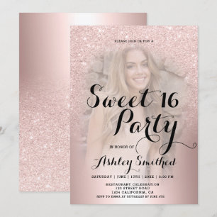 Invitation parties scintillant Rose or ombre métallique photo