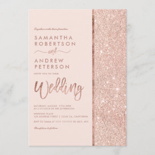 Invitation parties scintillant rose or pastel rose pâle bloc 