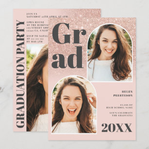 Invitation parties scintillant rose or rose arc 3 photos grad