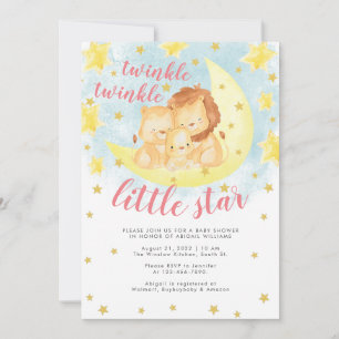 Invitation Parties scintillant rose or Twinkle Baby shower Li