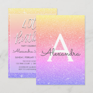 Invitation Parties scintillant rose pourpre étincelle 40e fêt