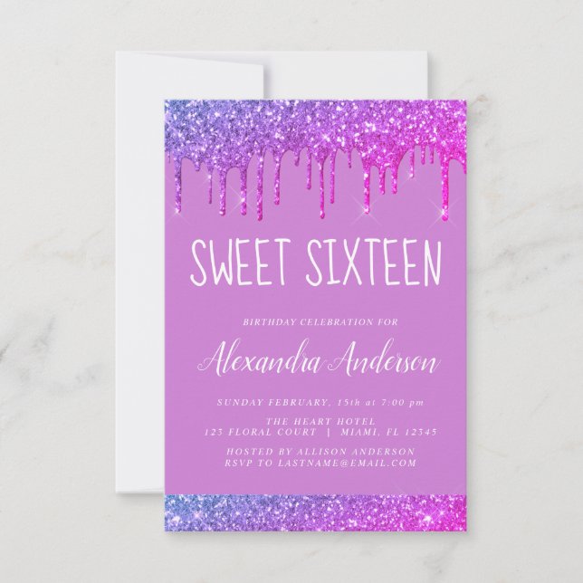 Invitation Parties scintillant rose pourpre étincelle Sweet s (Devant)