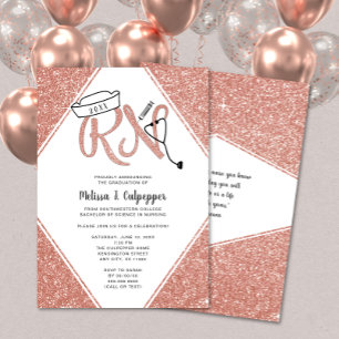 Invitation Parties scintillant rose RN fête de graduation ou 