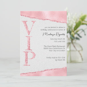 Invitation Parties scintillant rose sur Satin Glamour VIP Par