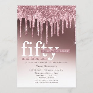 Invitation Parties scintillant rose Surprise Cinquante et fab