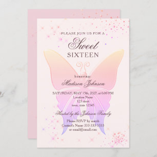 Invitation Parties scintillant Rose Sweet 16 Anniversaire Inv