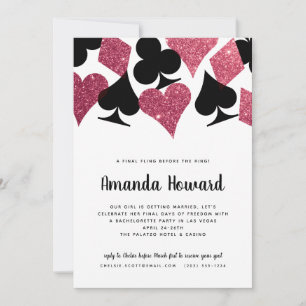 Invitation Parties scintillant rose Vegas Thème Bachelorette 