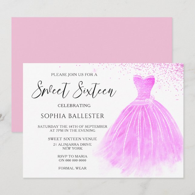 Invitation Parties scintillant rose vierge Gown Sweet 16 Part (Devant / Derrière)