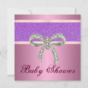 Invitation Parties scintillant rose violet Baby shower Invita