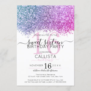 Invitation Parties scintillant rose violet bleu moderne Confe