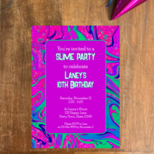 Invitation Parties scintillant rose violet clair fête d'anniv