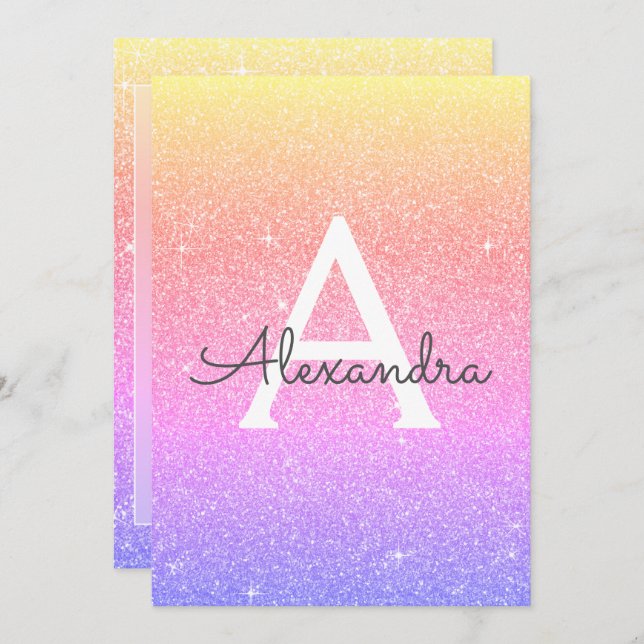 Invitation Parties scintillant rose violet classe de 2019 Gra (Devant / Derrière)