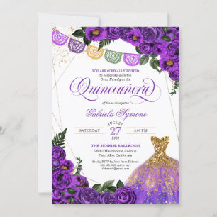 Invitation Parties scintillant Rose violet rustique Gown Fies
