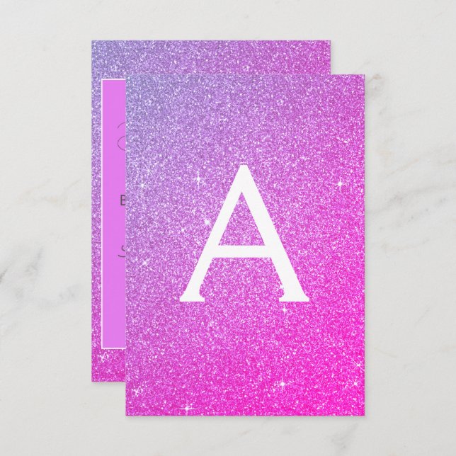 Invitation Parties scintillant rose violet sucré 16 Enregistr (Devant / Derrière)