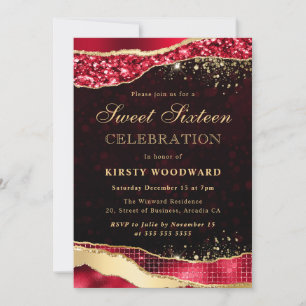 Invitation Parties scintillant rouge et or Glam Tears Sweet s