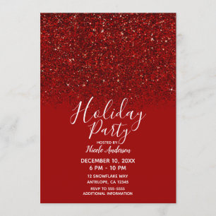 Invitation Parties scintillant rouge Glam Sparkle Elegant Hol