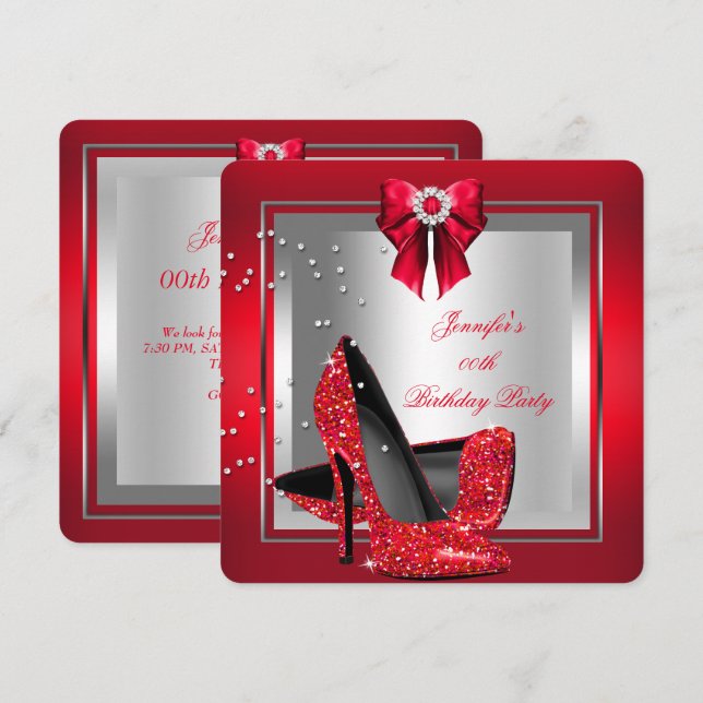 Invitation Parties scintillant Rouge Haut talon Chaussure Arg (Devant / Derrière)