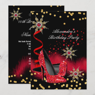 Invitation Parties scintillant Rouge Haut talons Noir Anniver