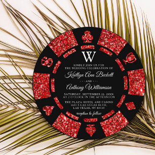 Invitation Parties scintillant rouge Monogram Poker Chip Casi