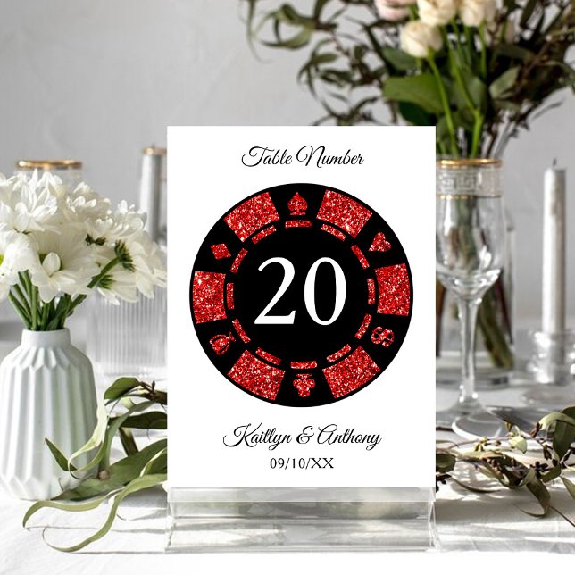 Invitation Parties scintillant rouge Monogram Poker Chip Casi (Créateur téléchargé)