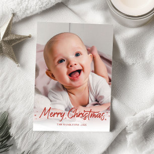 Invitation Parties scintillant rouge photo manuscrite Joyeux 