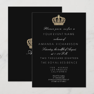 Invitation Parties scintillant royale de la Couronne d'or noi