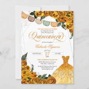 Invitation Parties scintillant rustique de rose jaune Gown Fi