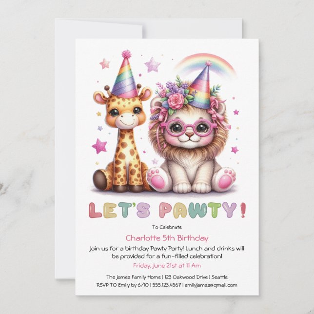 Invitation Parties scintillant Safari fête d'anniversaire Cut (Devant)