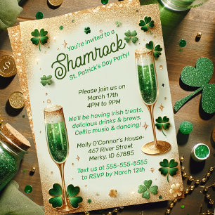 Invitation Parties scintillant shamrock Fête de la St Patrick