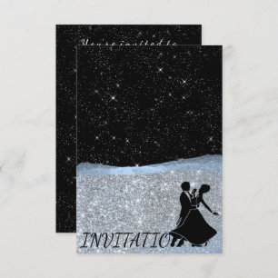 Invitation Parties scintillant Silver Blue Night Sky Starry D