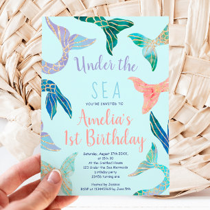 Invitation Parties scintillant sirène or parties scintillant 