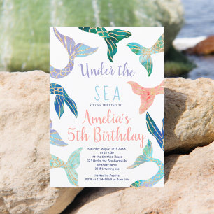 Invitation Parties scintillant sirène or parties scintillant 