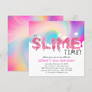Invitation Parties scintillant Slime Anniversaire Fête Invita