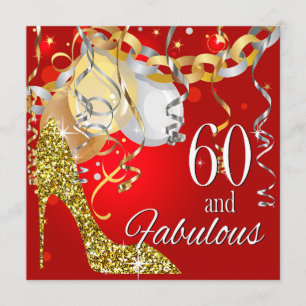 Invitation Parties scintillant Stiletto 60e anniversaire   or