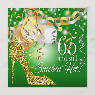 Invitation Parties scintillant Stiletto 65e anniversaire or