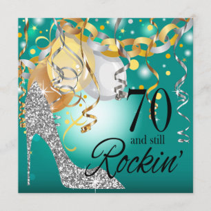 Invitation Parties scintillant Stiletto 70e anniversaire Arg