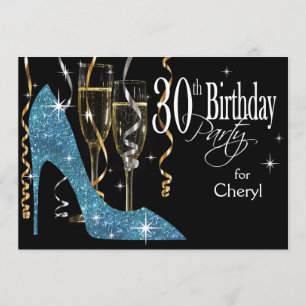 Invitation Parties scintillant Stiletto Champagne 30e anniver