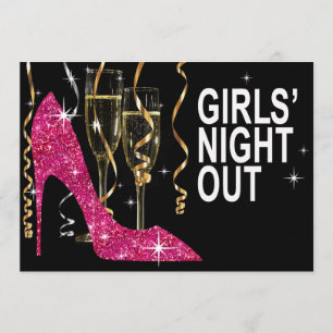 Invitation Parties scintillant Stiletto Champagne Girls Night