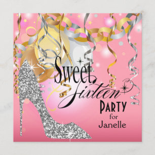 Invitation Parties scintillant Stiletto Sweet 16 Party   arge