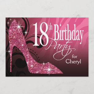 Invitation Parties scintillant Stiletto Zebra 18e anniversair