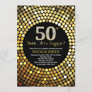 Invitation Parties scintillant surprise 50e anniversaire Blac