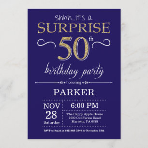 Invitation Parties scintillant surprise 50e anniversaire Mari